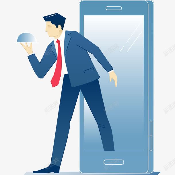卡通手机里走出的商务人士png免抠素材_新图网 https://ixintu.com 卡通 商务人士 收集 科技