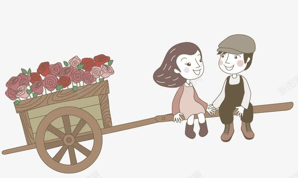 坐在花车上png免抠素材_新图网 https://ixintu.com 儿童 手绘 花 花车