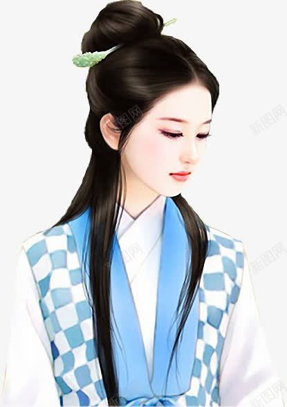 蓝衣女子长头发png免抠素材_新图网 https://ixintu.com 图片 头发 女子 素材
