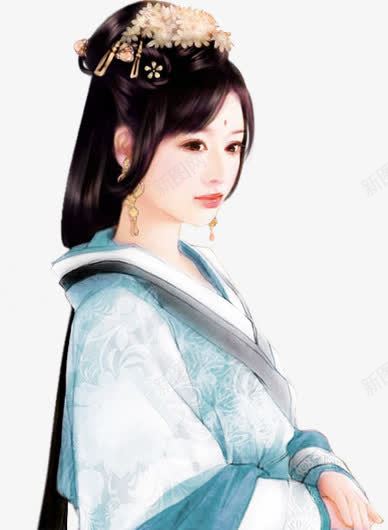 蓝裙典雅女子png免抠素材_新图网 https://ixintu.com 典雅 女子
