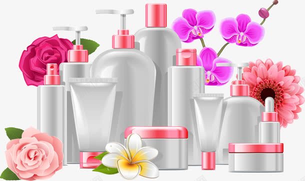 洗发水化妆品png免抠素材_新图网 https://ixintu.com 化妆品 洗发水 花儿 花卉 花朵 花瓣