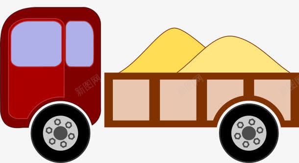 拉土的红色卡通车png免抠素材_新图网 https://ixintu.com 卡通车 土 红色 车