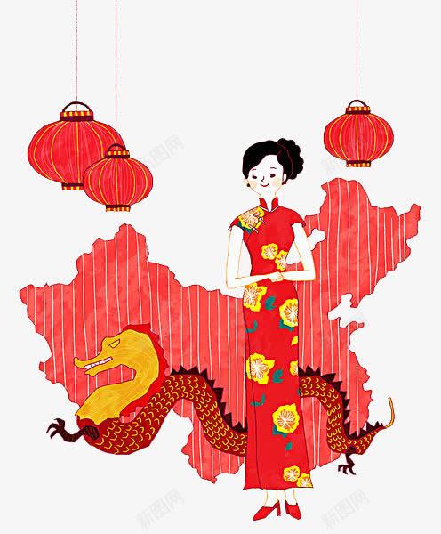 手绘中国风龙地图png免抠素材_新图网 https://ixintu.com 中国风 地图 龙 龙图案 龙标志 龙纹 龙行天下