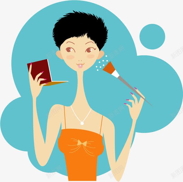 正在化妆的黑色短发女孩png免抠素材_新图网 https://ixintu.com 化妆 卡通 女孩 短发