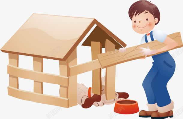 木工狗窝png免抠素材_新图网 https://ixintu.com 卡通人物 木工 木工师傅 狗窝 矢量人物