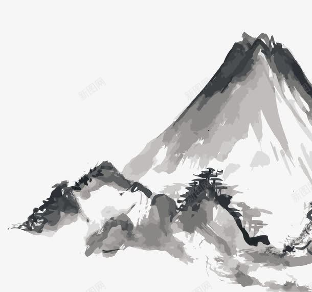 水墨高山png免抠素材_新图网 https://ixintu.com 中国风 山 山群 手绘山群 水墨 水墨山 高山