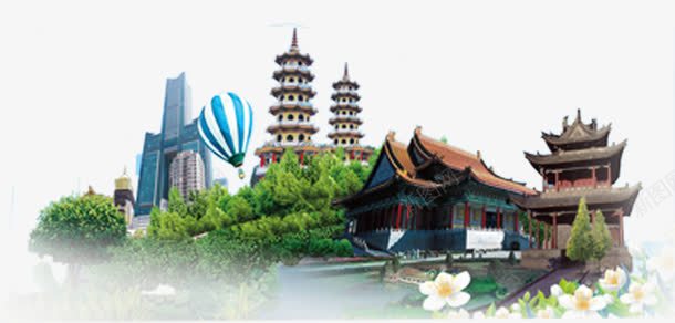 中国风建筑飞檐高塔绿树旅游装饰png免抠素材_新图网 https://ixintu.com 中国风 建筑 旅游 绿树 高塔