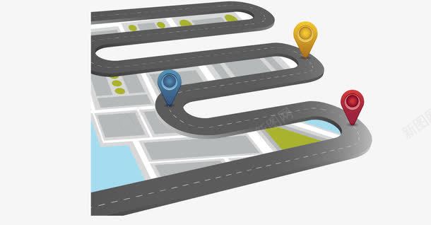 手绘道路定位png免抠素材_新图网 https://ixintu.com 交通 定位 手绘 道路