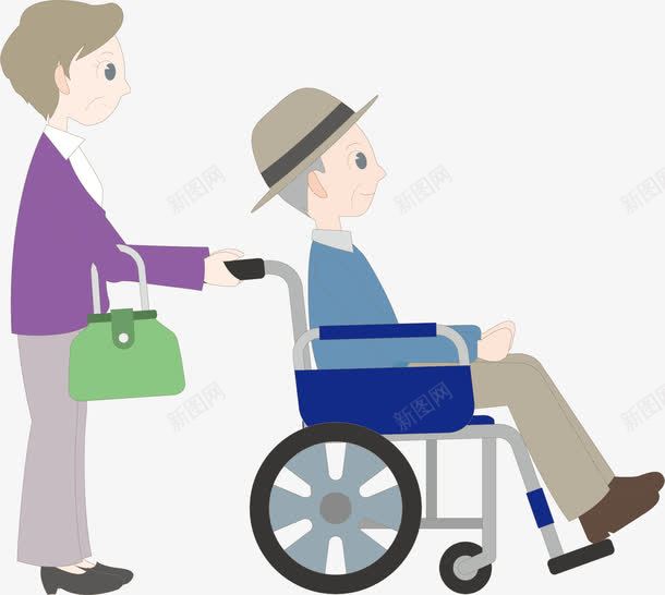 照顾病人png免抠素材_新图网 https://ixintu.com 卡通 护工 照顾病人 轮椅