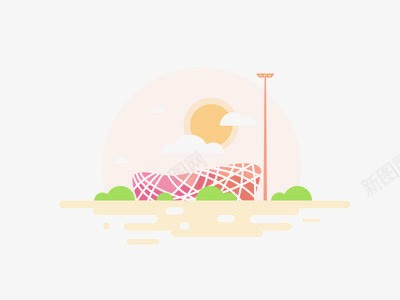 卡通鸟巢png免抠素材_新图网 https://ixintu.com APP元素 卡通 太阳 鸟巢