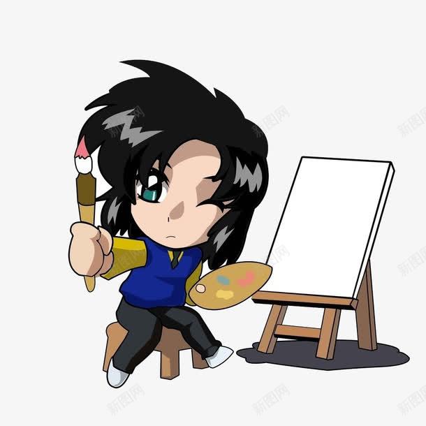 穿蓝色衣服的文艺画家小青年png免抠素材_新图网 https://ixintu.com 小青年 文艺 画家 蓝色衣服