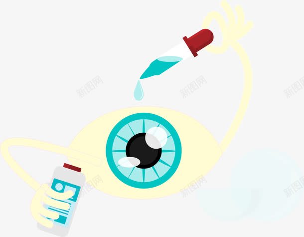 卡通滴药水眼球png免抠素材_新图网 https://ixintu.com 卡通滴药水 护眼液 眼球设计矢量素材眼球 眼睛 眼药水