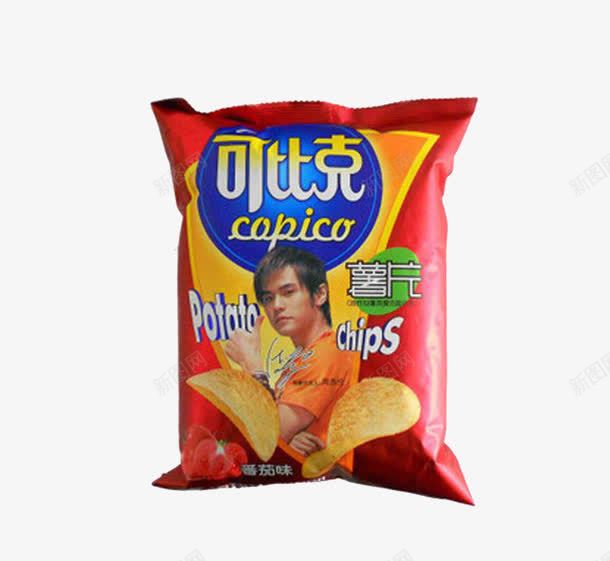 可比克薯片png免抠素材_新图网 https://ixintu.com 产品实物 番茄味 膨化食品 薯片 零食