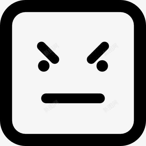 坏表情的方脸图标png_新图网 https://ixintu.com 嘴 生气 直 线接口 脸 脸不好 表情符号的方