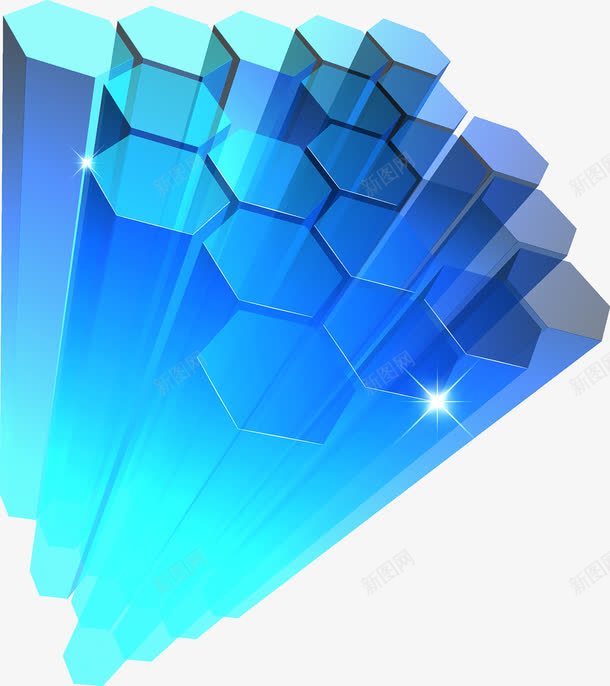 立体六边形矢量图ai免抠素材_新图网 https://ixintu.com 六边形 几何图形 立体 蓝色 矢量图