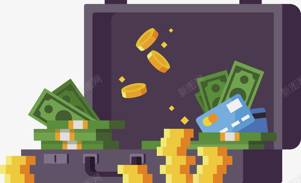 手里箱子里的钞票与金币矢量图eps免抠素材_新图网 https://ixintu.com 矢量金币 矢量钞票 箱子 蓝色 蓝色箱子 金币 钞票PNG 矢量图