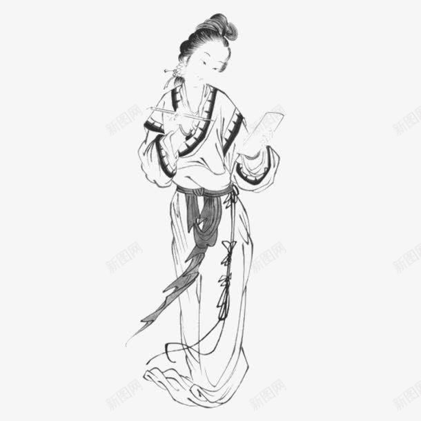 爱学习的美女png免抠素材_新图网 https://ixintu.com 古代女性 线条美女 美女