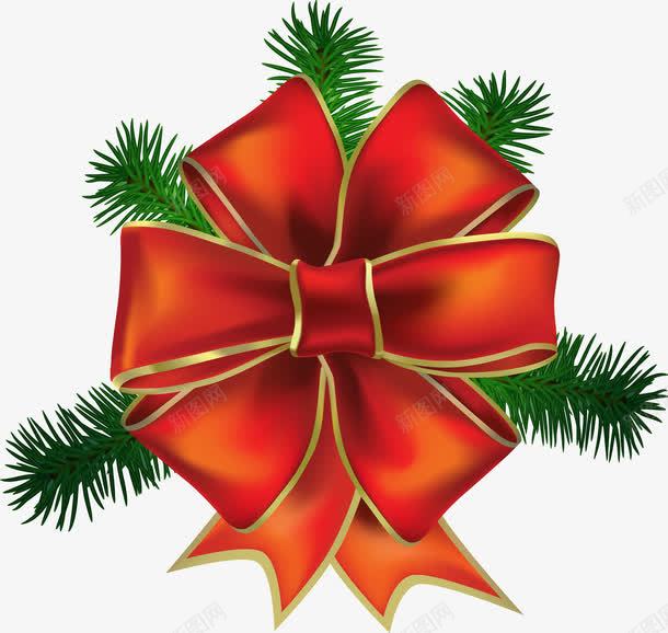 红色圣诞节蝴蝶结松枝png免抠素材_新图网 https://ixintu.com Christma Christmas Merry 圣诞快乐 圣诞节 松枝 植物 花边蝴蝶结 装饰图案