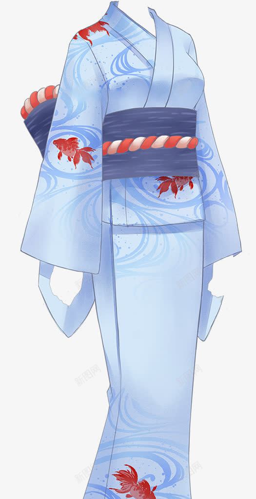 蓝色和服png免抠素材_新图网 https://ixintu.com 和服 和服花纹 图片 蓝色
