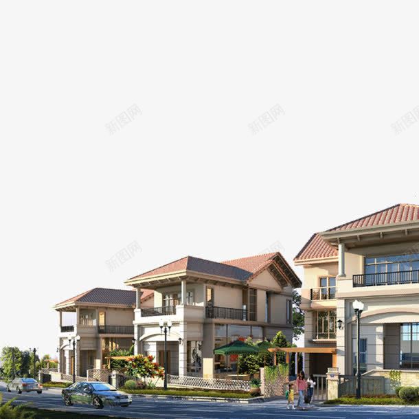 别墅建筑物png免抠素材_新图网 https://ixintu.com 中外别墅建筑物 中外建筑物 别墅建筑物 连排别墅