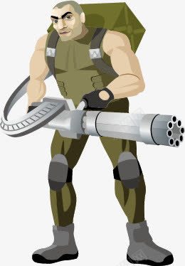 抱着加特林的士兵png免抠素材_新图网 https://ixintu.com 加特林 士兵 战争 武器
