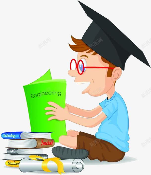 卡通读书男孩png免抠素材_新图网 https://ixintu.com 卡通 男孩 读书