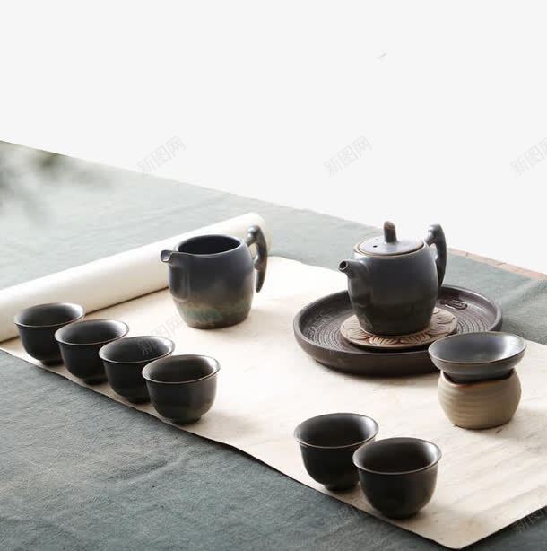 宣纸上的黑色茶壶茶杯png免抠素材_新图网 https://ixintu.com 产品实物 宣纸 日用百货 茶壶 茶壶配件 茶杯 黑色