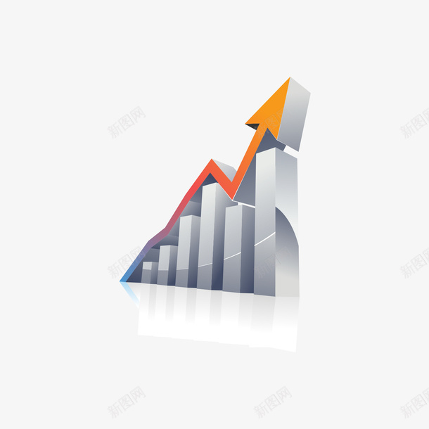 橙灰色的上升箭头png免抠素材_新图网 https://ixintu.com 上升 橙色 灰色 箭头