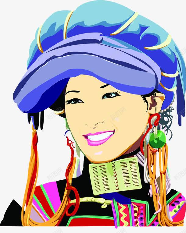 爱笑的女孩png免抠素材_新图网 https://ixintu.com 头饰 时尚 民族 艺术 装饰