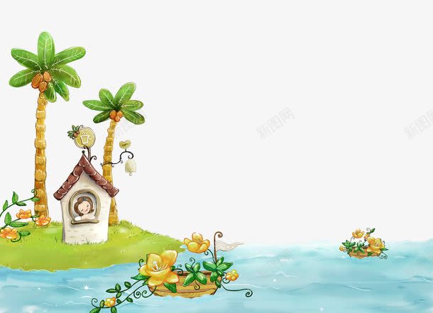 海边小屋png免抠素材_新图网 https://ixintu.com 卡通 海边 设计 透明