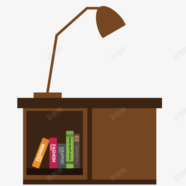 书房书桌与台灯矢量图ai免抠素材_新图网 https://ixintu.com 书房 书桌 台灯 矢量图