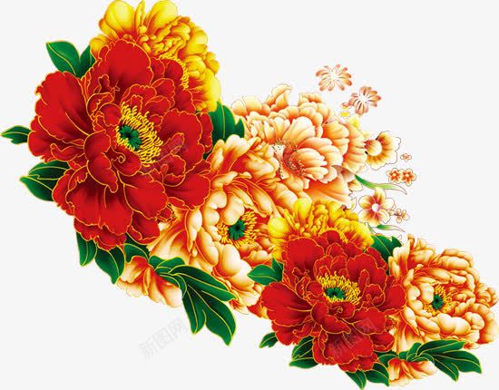 中秋节红黄色喜庆花朵png免抠素材_新图网 https://ixintu.com 中秋节 喜庆 花朵 黄色