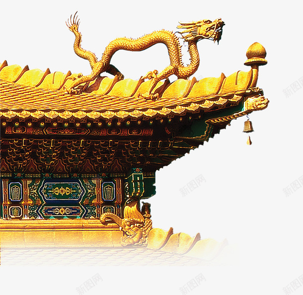 金色长龙png免抠素材_新图网 https://ixintu.com 宫殿 手绘 金色 长龙