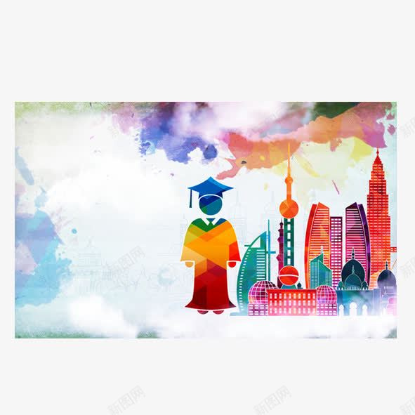 水墨画风少年才华png免抠素材_新图网 https://ixintu.com 人物 博士 城市 学习 少年 才华 水墨画 风华