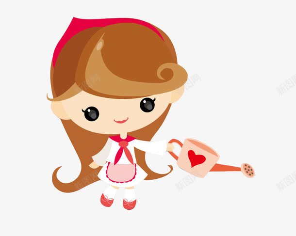 浇水的女孩png免抠素材_新图网 https://ixintu.com 卡通人物女 可爱 女孩 水壶 浇水