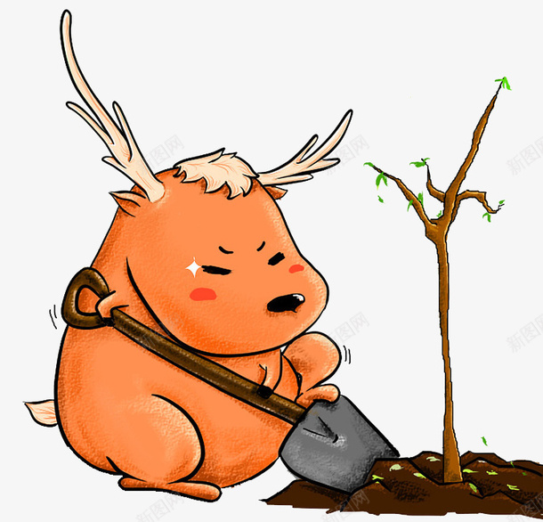 用铲子种树的小动物png免抠素材_新图网 https://ixintu.com 劳作 干活 树 栽种 植树 植树日 植树活动 植树节 植物 环保 种树 种树场景 种植