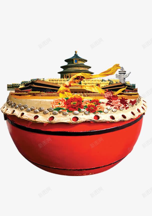 大鼓上的故宫png免抠素材_新图网 https://ixintu.com 中国传统 中国风 故宫 舞蹈