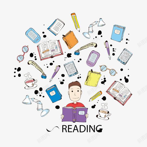 读书的人矢量图ai免抠素材_新图网 https://ixintu.com 书 学习 笔 读书 阅读 矢量图