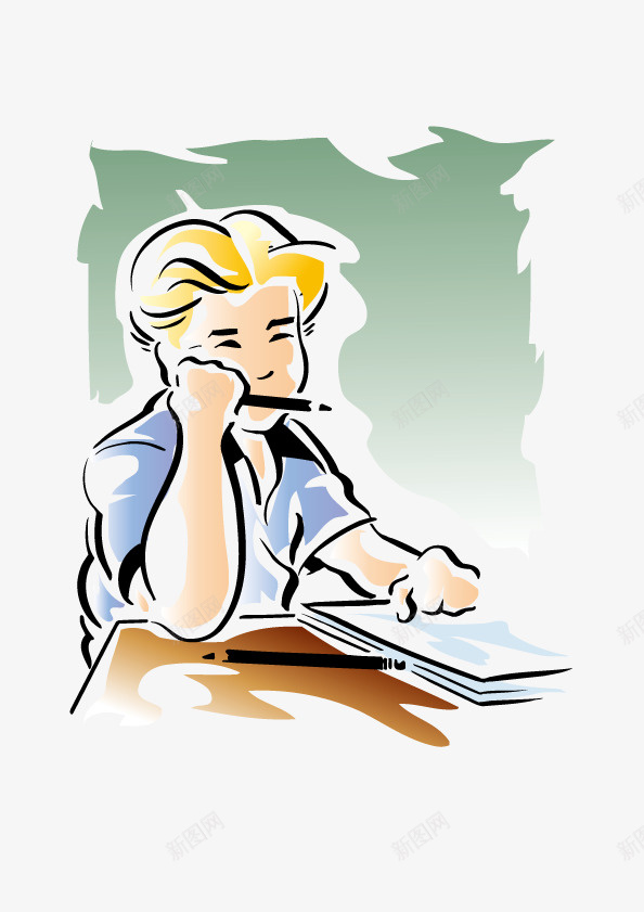 在思考的学生矢量图ai免抠素材_新图网 https://ixintu.com 卡通 学生 手绘 矢量图