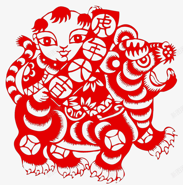 中国传统年画剪纸人物psdpng免抠素材_新图网 https://ixintu.com 中国传统年画 传统年画psd素材 年画剪纸人物