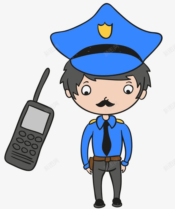 卡通警察png免抠素材_新图网 https://ixintu.com 卡通 对讲机 警察