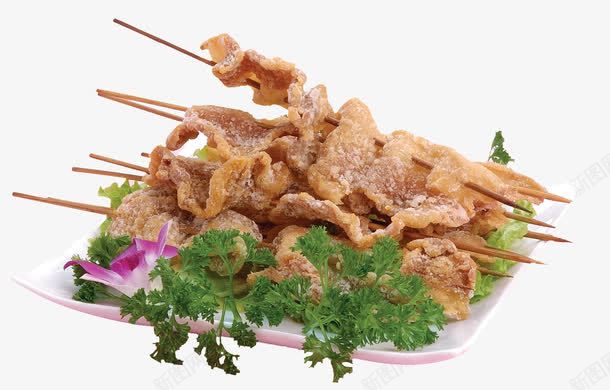 竹签蒜香肉png免抠素材_新图网 https://ixintu.com 产品实物 竹签蒜香 菜品 菜肴 蒜香肉 餐饮