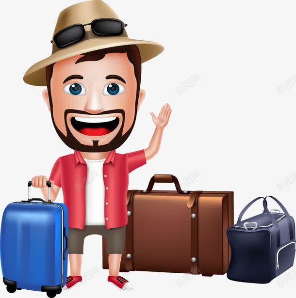 唯美精美卡通男孩旅行png免抠素材_新图网 https://ixintu.com 卡通 唯美 帽子 旅行 旅行箱 男孩 眼镜