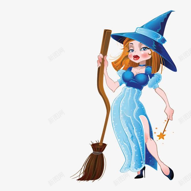拿魔法棒的巫女png免抠素材_新图网 https://ixintu.com 扫把 魔法