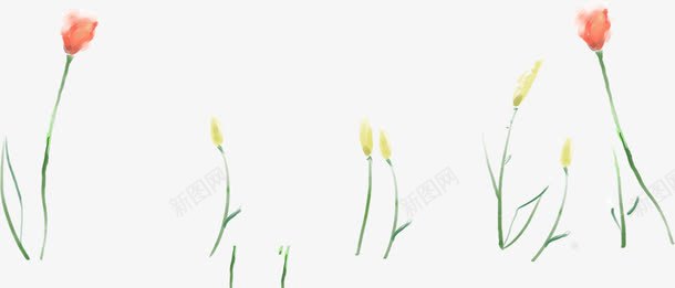 手绘黄粉色野外虞美人png免抠素材_新图网 https://ixintu.com 粉色 虞美人 野外