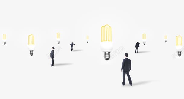 节约用电创意psd免抠素材_新图网 https://ixintu.com png图片素材 免费png 创意设计 商务人士 节约用电 节能灯