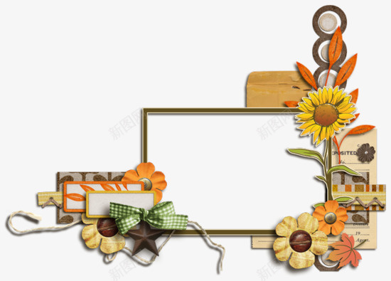 向日葵花边框png免抠素材_新图网 https://ixintu.com 向日葵花 相框 花朵 边框