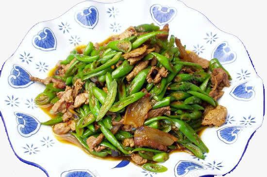 豆角炒肉png免抠素材_新图网 https://ixintu.com 中国菜 炒菜 热菜 美食 豆角炒肉片