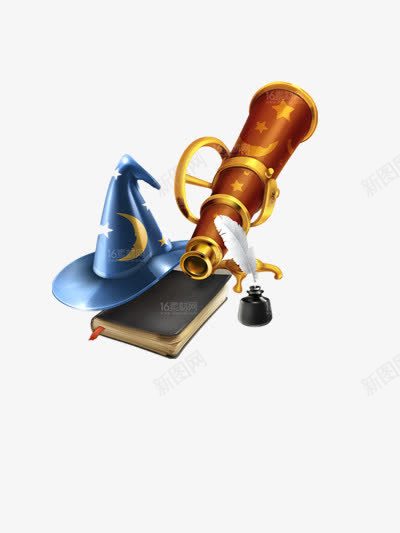 3d魔法帽望远镜png免抠素材_新图网 https://ixintu.com 女巫 神奇 魔幻