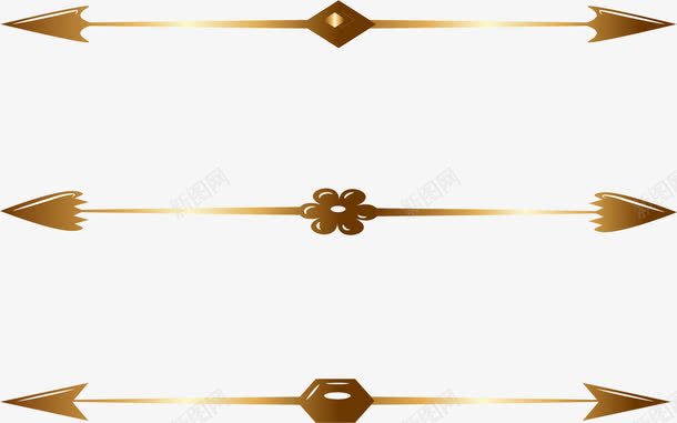 简约金色箭头png免抠素材_新图网 https://ixintu.com 渐隐 简约 箭头 线条 花朵 金色